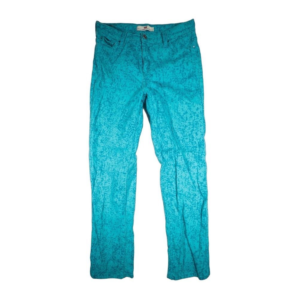 Levi's Women's Straight Leg‎ 512 Perfectly Slimming Teal Abstract Print L32